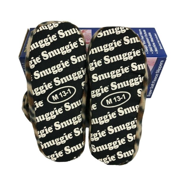 Snuggie Leopard Print Fleece Slippers M 13-1 Soft Cozy Indoor Footwear Plush - Picture 6 of 8